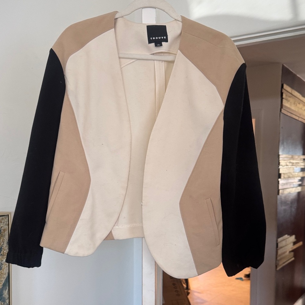 Trouve Women's Blazer - Black, Cream, Tan